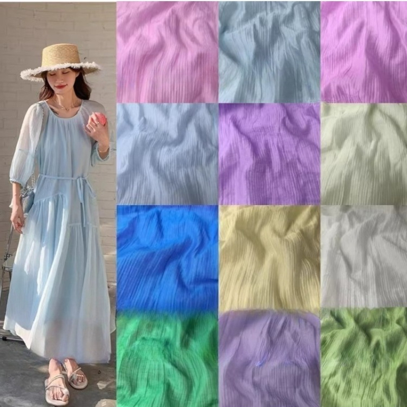 新しい軽量ナイロンリヨセルクリンクル生地通気性シャツ日焼け止めドレス夏の手作り服ファッション生地