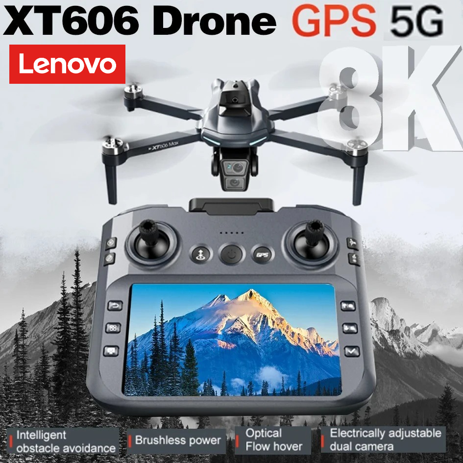 レノボ XT606 ドローンプロフェッショナル 8 18K HD カメラ 5 グラム GPS WIFI FPV ドローン 4.5 インチ画面回避ブラシレスモーター RC ドローンおもちゃ