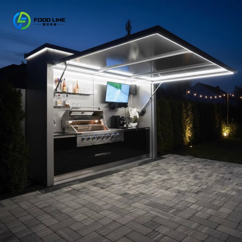 Outdoor Kitchen Waterproof Commercial Cabinet Capsule House Prefab Kitchen Set for Backyard Courtyard Barbecue Customized