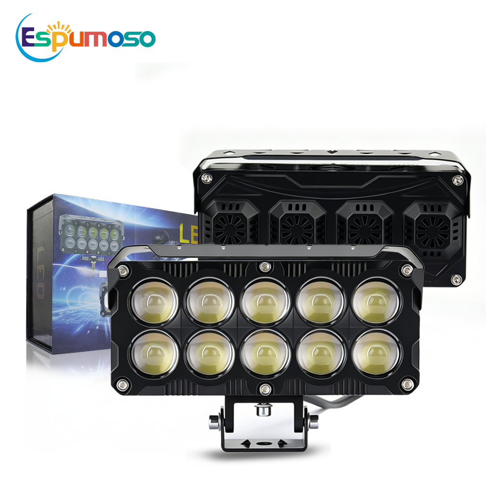 1PC オートバイ LED スポットライトデュアルカラー高低ビームフォグランプ車のトラック SUV UTV 12V 24V レンズヘッドライトドライビングライト
