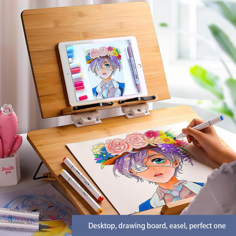 木製イーゼルデスクトップ画板ボックスオイルペイントアクセサリー画材美術学生用ポータブルミニデスク