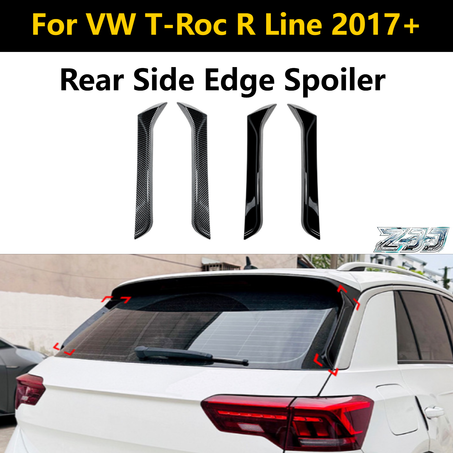 VW T-Roc R ライン 2017 リアルーフウイングサイドエッジスポイラーリップテールフラップエアディフレクター ABS 車のスポイラーと翼 ZHENJIJIN