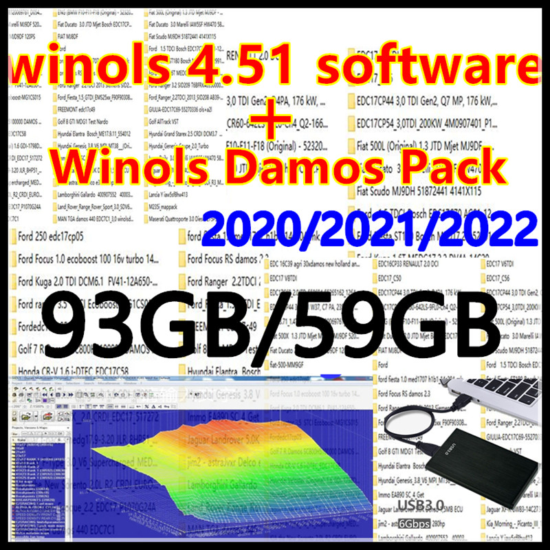 2023 ホット販売 winols 4.51 93 ギガバイト/59 ギガバイト WINOLS DAMOS ビッグアーカイブ Damos Mappacks Winols ソフトウェアビッグパックパッケージチップチューニング Ma