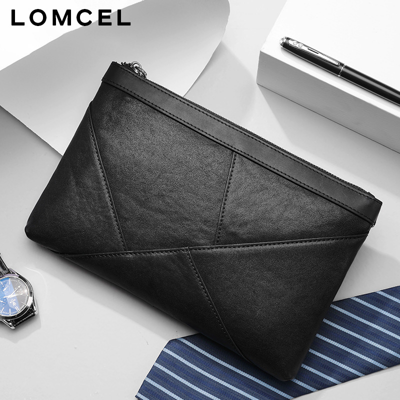 LOMCEL 新しい韓国風本革クラッチバッグ - スタイリッシュなトップグレイン牛革の封筒型クロスボディバッグ
