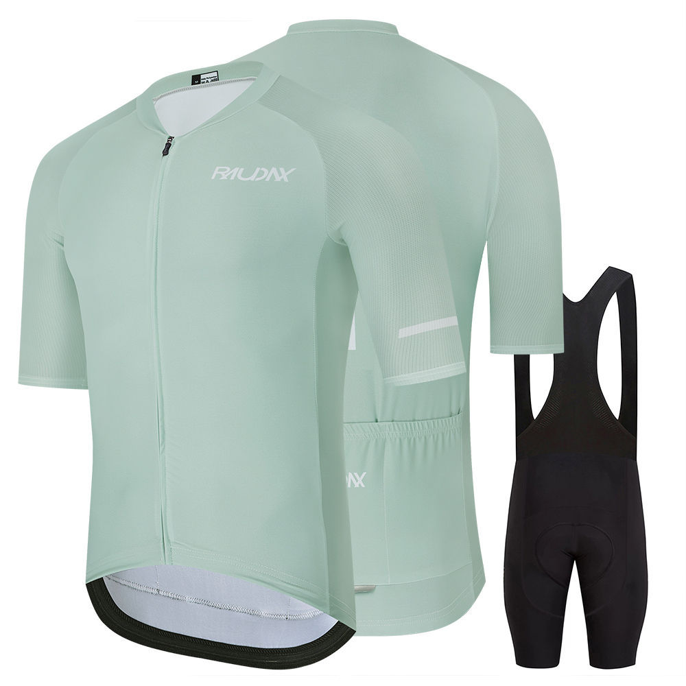 RAUDAX メンズ半袖サイクリングジャージセット ビブショーツ付き MTB バイク服 高品質 Ropa Ciclismo 自転車ユニフォーム