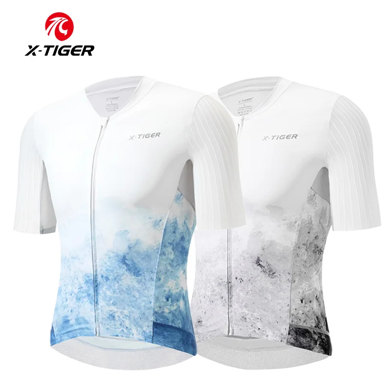 X-TIGER プロサイクリングジャージ夏通気性スポーツ半袖シャツメンズ TMB ロード自転車服レーシングジャージ