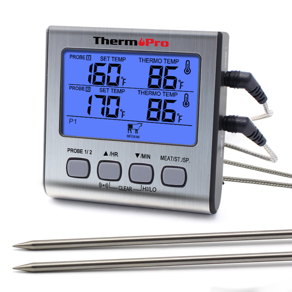 ThermoPro TP17 デュアルプローブデジタル屋外肉温度計調理バーベキューオーブン温度計キッチン用大型液晶画面付き