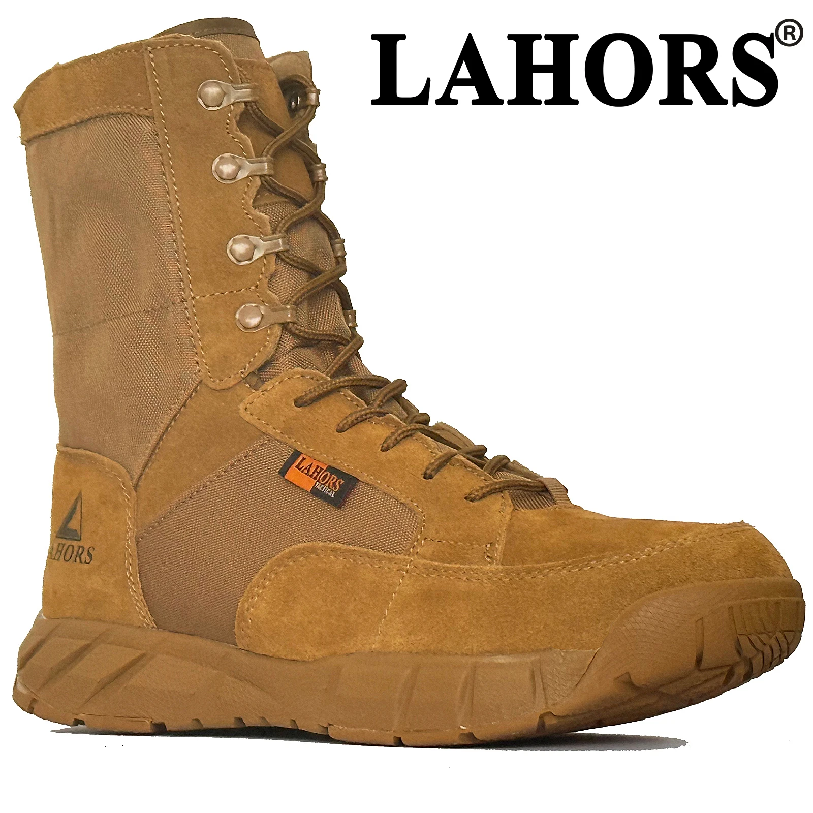 LAHORS® オリジナル軽量男性タクティカルブーツ ジップ付き 戦闘トレーニング レースアップ 防水 アウトドア ハイキング 通気性靴