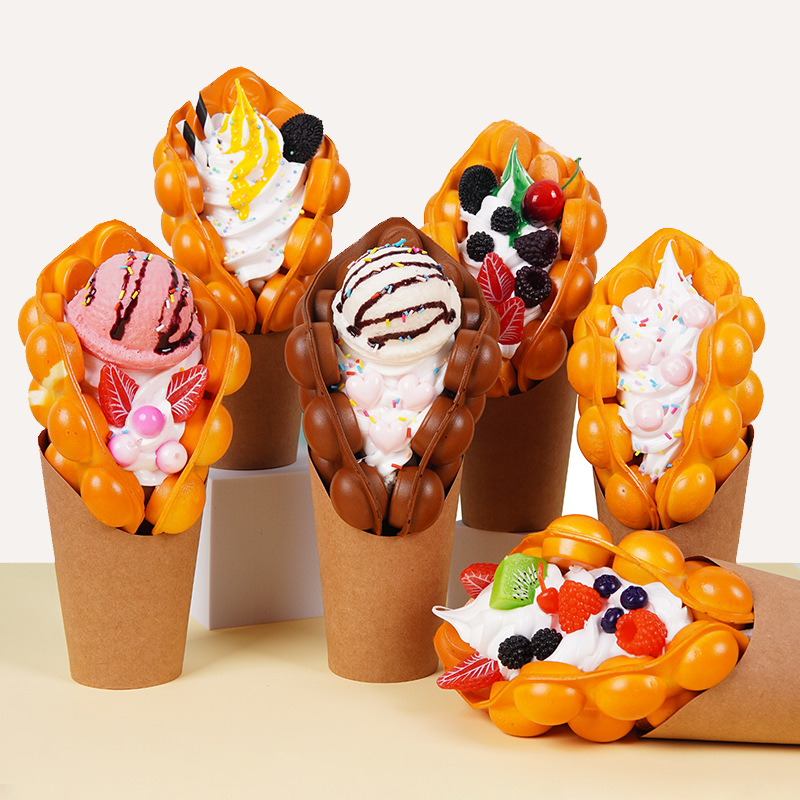 シミュレーションワッフル卵人工アイスクリームモデル偽食品香港ロータスマフィンパンディスプレイデザートウィンドウ小道具