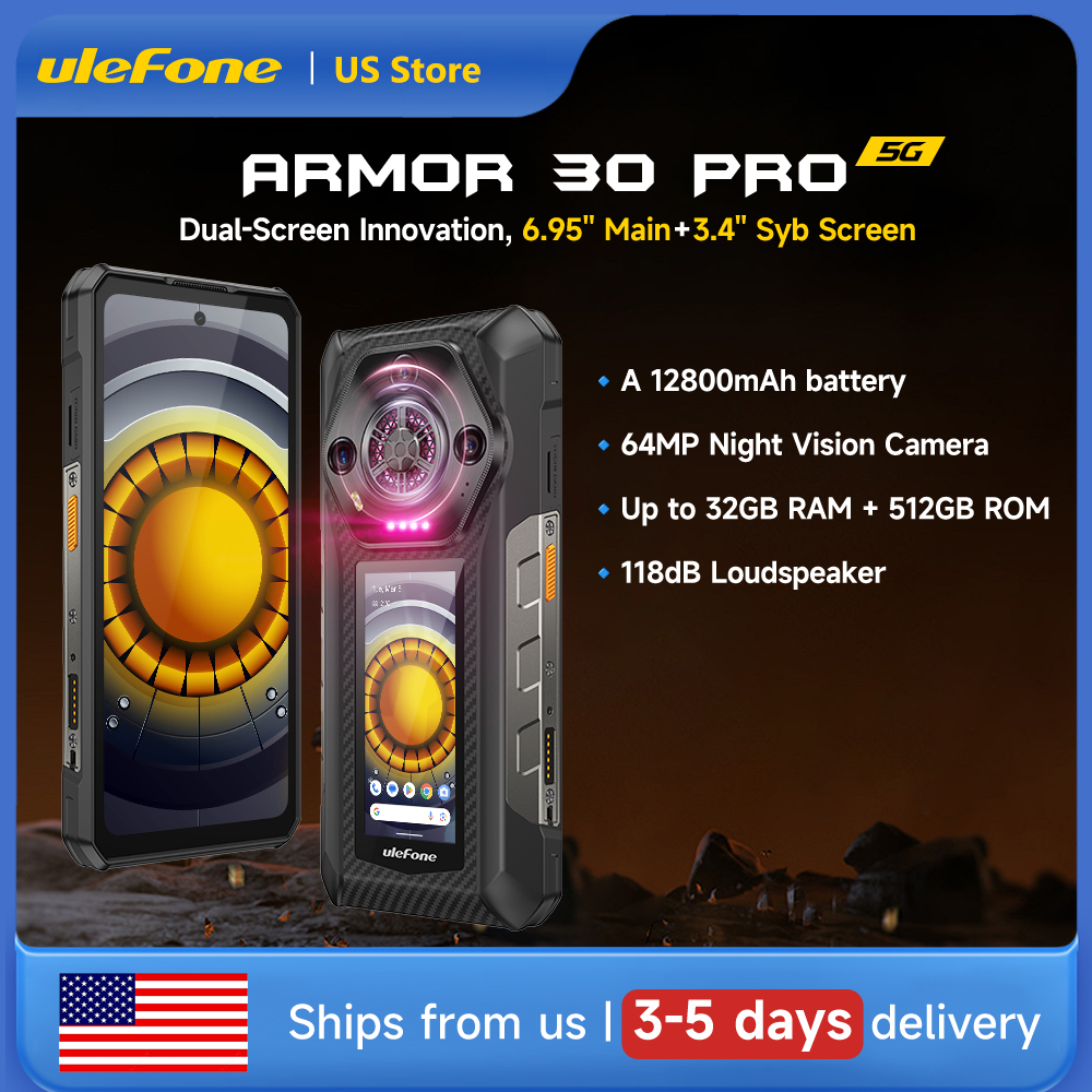 Ulefone Armor 30 Pro 5G 頑丈な電話 6.9 "120Hz 32GB 512GB 12800mAh ナイトカメラ 64MP NFC 66W Android 14 スマートフォン