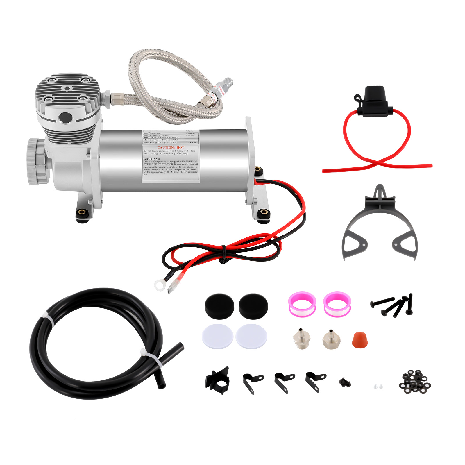 200PSI 12V ヘビーデューティエアコンプレッサーキットエアライドサスペンションコンプレッサー車のクラクション、空気圧サスペンションシステム 200-300 ワット