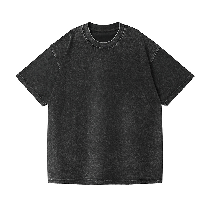 メンズ Tシャツ 綿 100% 半袖ドロップショルダー スリーブ T シャツ 300g ニット通気性スクエア バージョン シャツ。