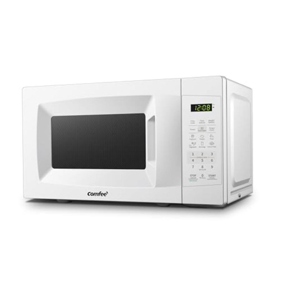 EM720CPL-PM カウンタートップ電子レンジ、サウンドオン/オフ、ECO モード、簡単ワンタッチボタン付き、0.7 Cu Ft/700W、パールホワイト