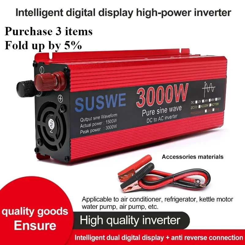 ホット販売純粋な波インバーター 1000W-3000W12V24V から 220V 車両用屋内電力コンバータ