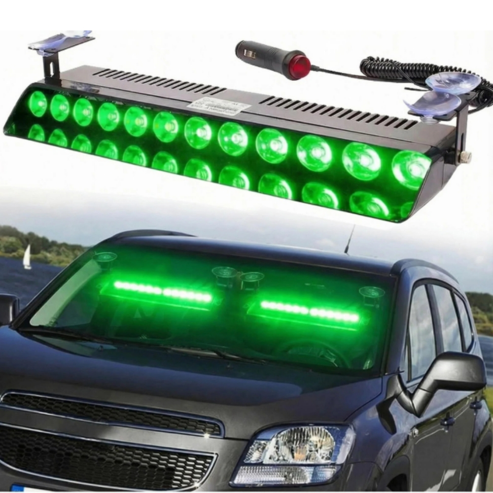フロントガラスストロボライト 12 LED 緊急警告ハザードフラッシュ車トラック警告灯グリーンランプ 12V
