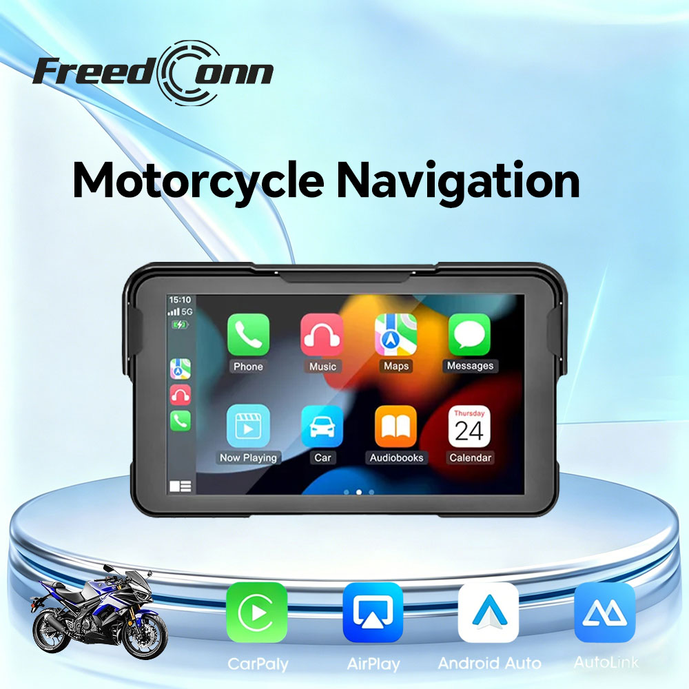 Freedconn 5 インチオートバイ Carplay GPS ナビゲーション Android オートモーター IPS スクリーン取り付け簡単ユニバーサル IPX7 防水