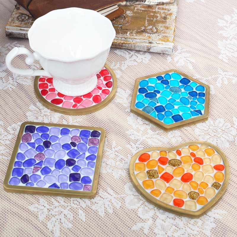 ラウンド/ハート/梅コースターエポキシ金型樹脂鋳型コースター作成のための DIY 樹脂アートワークドロップシッピング