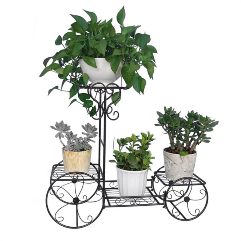 スタイリッシュなヨーロッパの錬鉄製フラワーシェルフ多層屋内植物ディスプレイエレガントなリビングルームポットラック床置きデザイン