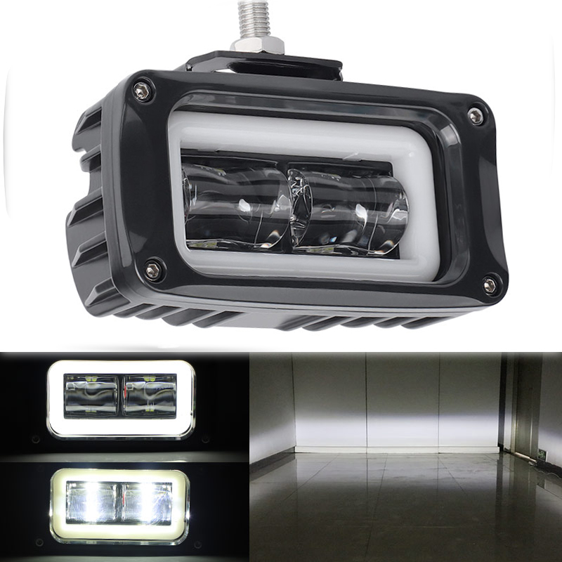 8D 4 インチ長方形 LED ワークライトホワイト/レッドハローエンジェルアイドライビングフォグライトリバースランプ車オートバイトラック UTV SUV