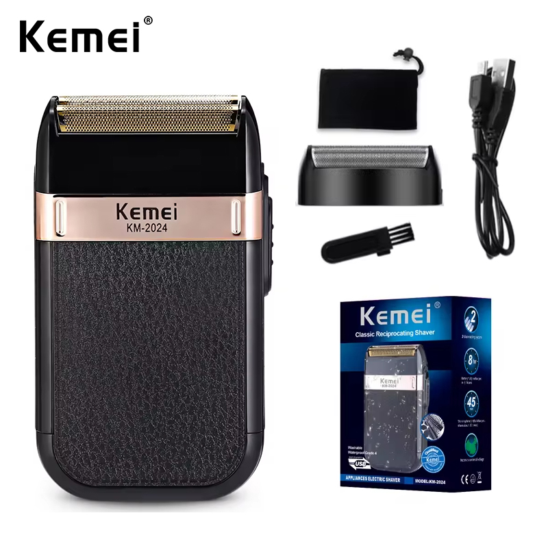 Kemei KM-2024 USB 充電電気シェーバー男性用往復ツインブレードかみそりシェーバーひげトリマーシェービングマシン