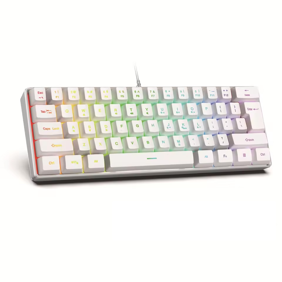 2026 新しいポータブル有線ミニメカニカルキーボード K61 ミニキーボード有線 61 キーファントム RGB 、黒白赤赤/青スイッチ新しい