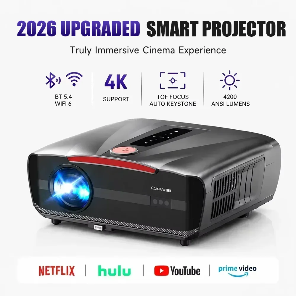 Netflix 認定 4K スマート プロジェクター ネイティブ 1080P ドルビー オーディオ WiFi6 Bluetooth オート フォーカス 自動キーストーン HDR ホーム シアター HDMI