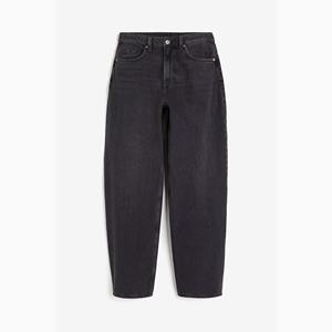 Women's Black High-Waisted Straight-Leg Light-Wash Loose-Fit Comfortable Fashionable Solid-Color Casual Jeans