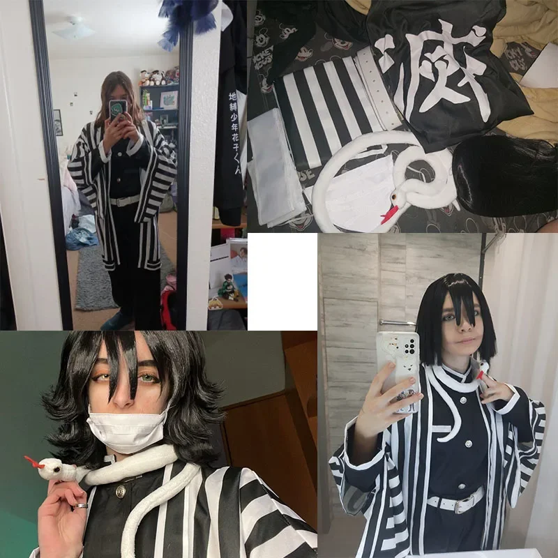 アニメ悪魔キラー鬼滅の刃伊黒小芭羽織着物コスプレ衣装ウィッグ白蛇アクセサリーハロウィン