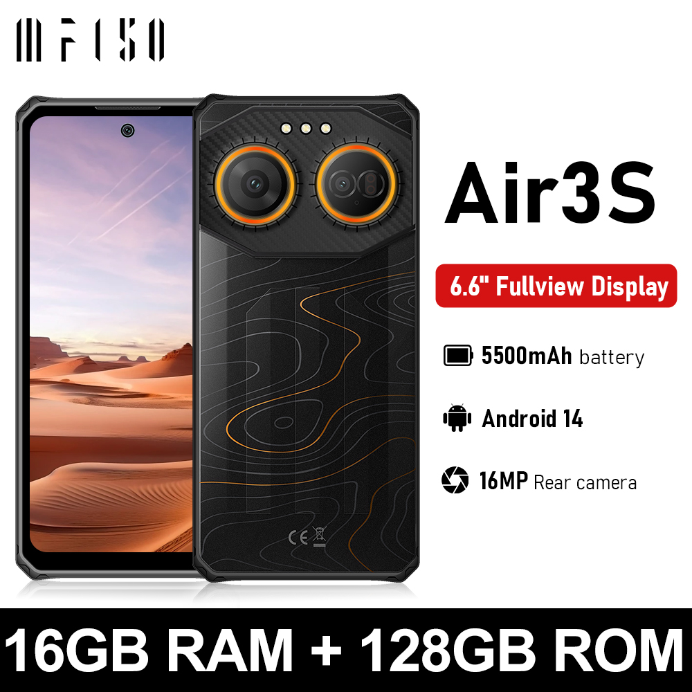 IIIF150 Air3S 頑丈な電話 16 ギガバイト (4 12) 128 ギガバイト 5500mAh バッテリー 16MP カメラ Android 14 スマートフォングローバルバージョン電話ポータブル