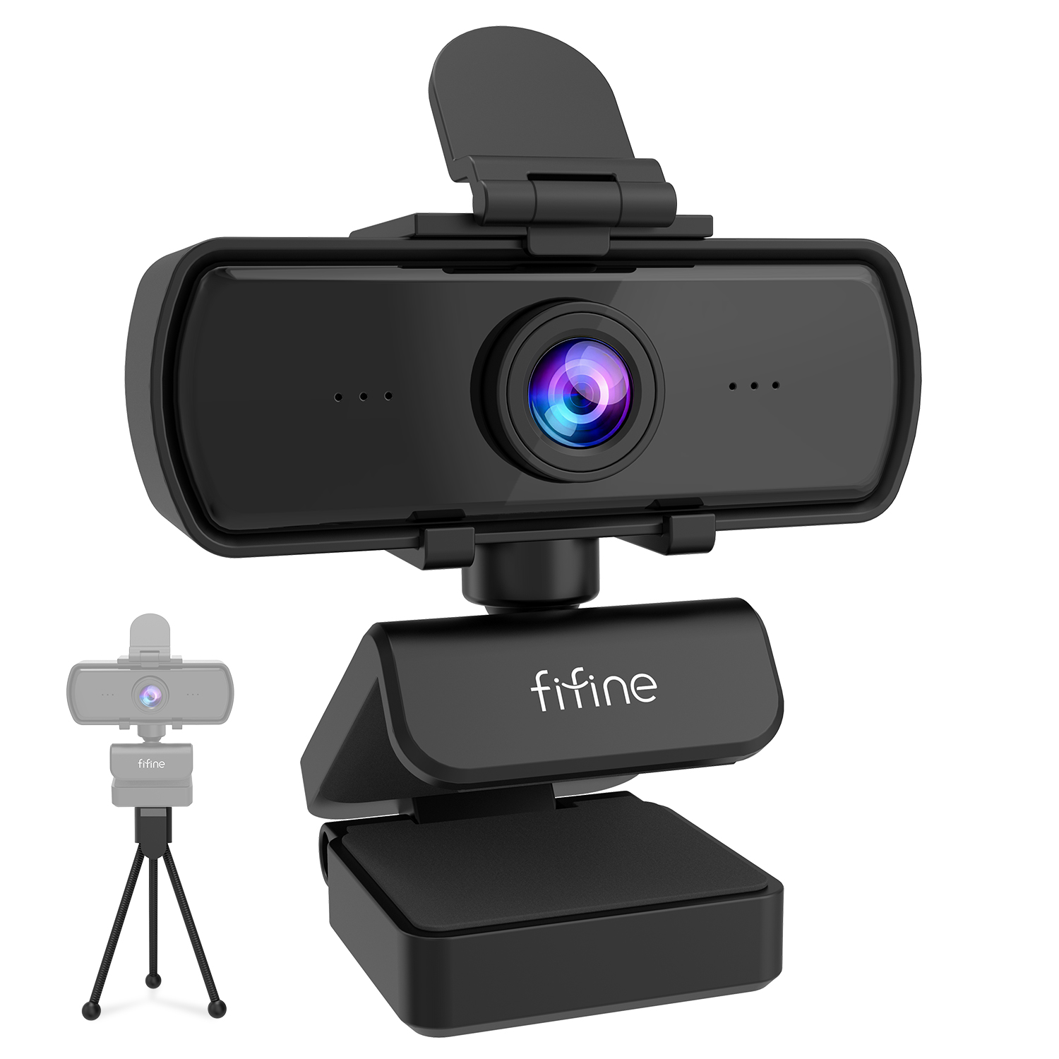 FIFINE 1440p フル HD PC ウェブカメラ、マイク、三脚、USB デスクトップ用