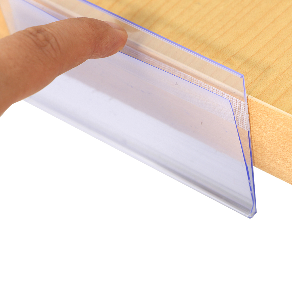 50 個 6 × 10 センチメートル PVC 値札カバー価格チケットホルダートーカーサインラベル表示スナップ商品データストリップ棚粘着