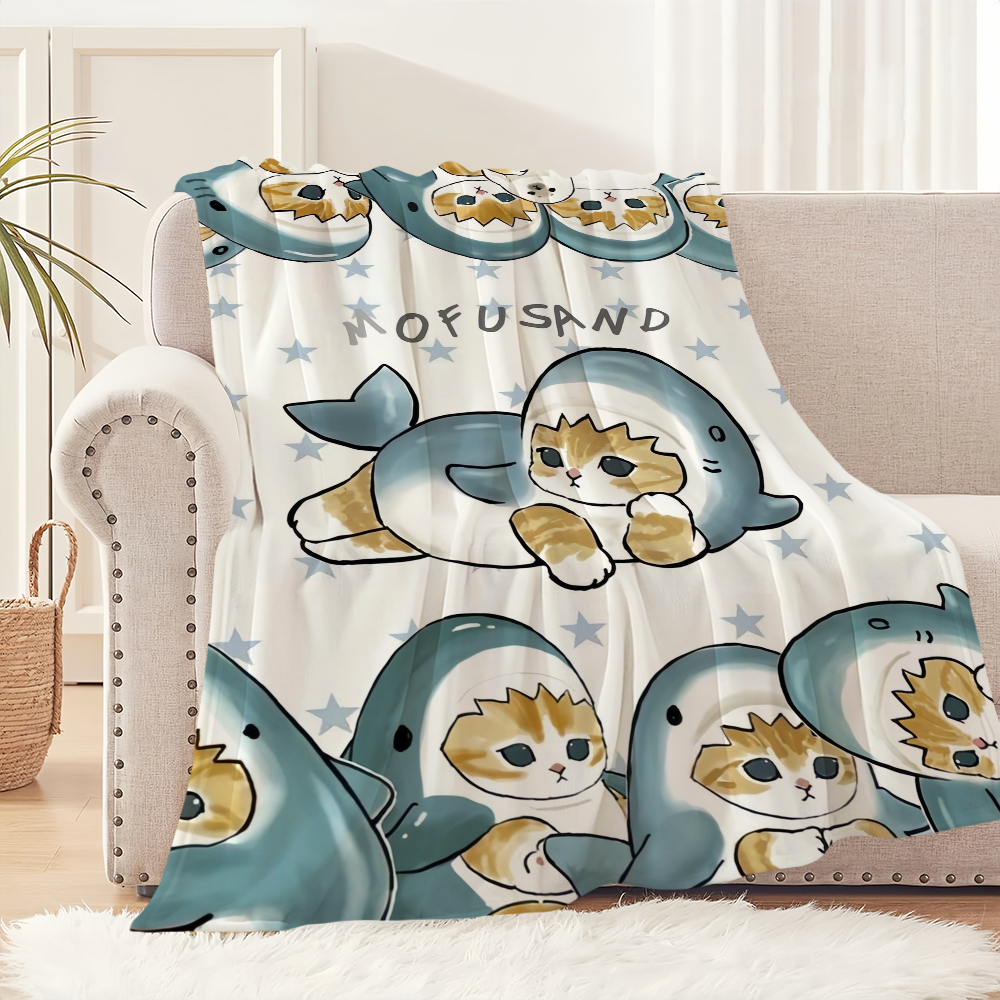 Mofusand 猫漫画ブランケットかわいいぬいぐるみスローブランケットソファベッドオフィス旅行子供ギフト用
