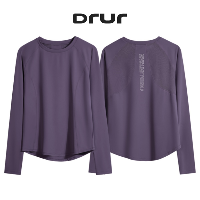 DRUR Fitness T-shirts Women Running Shirts Long Sleeve Quick Dry Breathable Sports Top Jogger Workout Pullover Top Sportswear