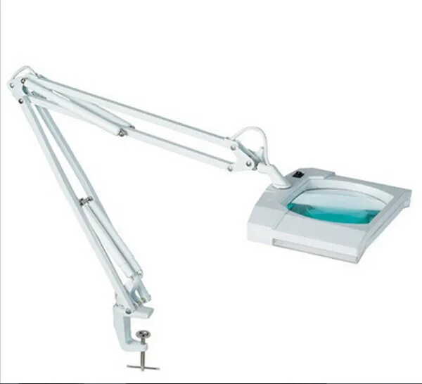 高品質デスクトップ拡大鏡ランプ 2X9W PL 光源 3D (1.75X) 広角拡大鏡クリップオンワークフォールドテーブルライト
