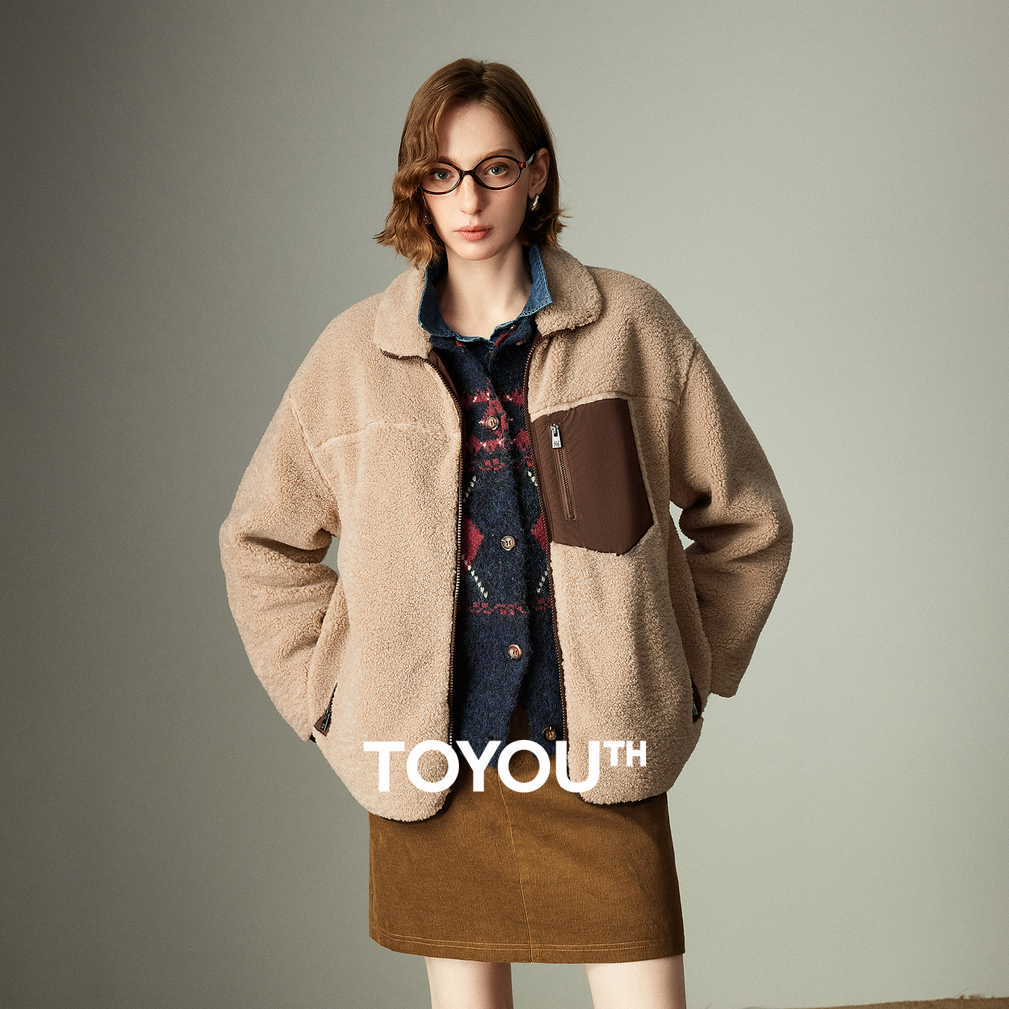 TOYOOUTH レディースリバーシブルコットンコート 2025 冬新ヴィンテージ納屋スタイルルーズ漫画刺繍ぬいぐるみアウター