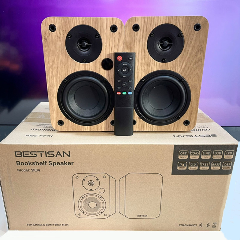 Bestisan 80 ワット 2.0 チャンネルワイヤレススピーカー PC TV ホームシアターサウンドシステム USB/同軸/光ブックシェルフアクティブサブウーファー SR04