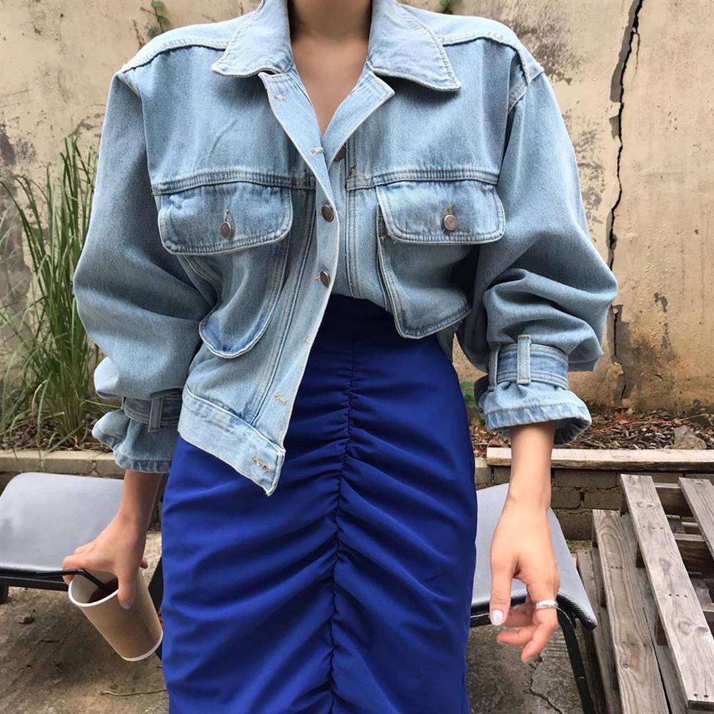 コートジャケット女性トップ 2022 セクシーなパフ長袖 Y2k 服丈ジャケットストリート女性のデニムシャツ