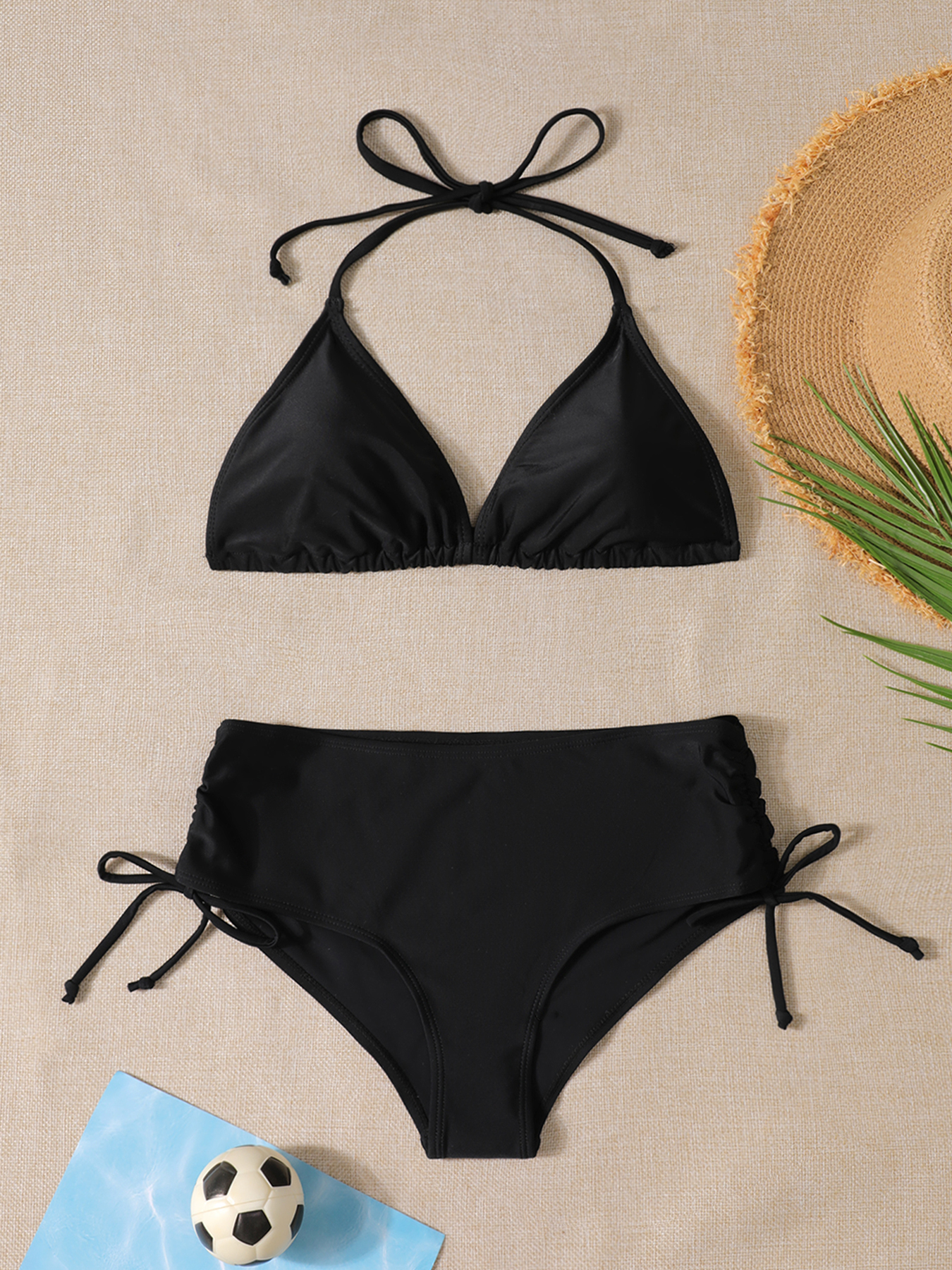 夏のセクシーな黒のツーピース三角ビキニ水着女性のビーチウェアファッション夏のビキニ