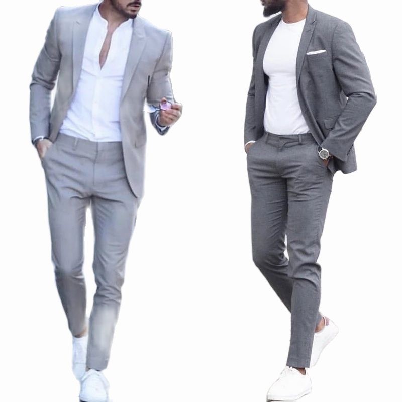 カジュアルビジネスメンズスーツ結婚式 2 ピーススーツ男新郎タキシードスリムフィットピークラペル Terno Masculino 衣装オム