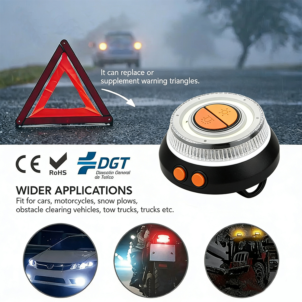 ユニバーサル V16 車警告灯 LED 懐中電灯緊急灯黄色信号交通強力な磁気誘導車両用