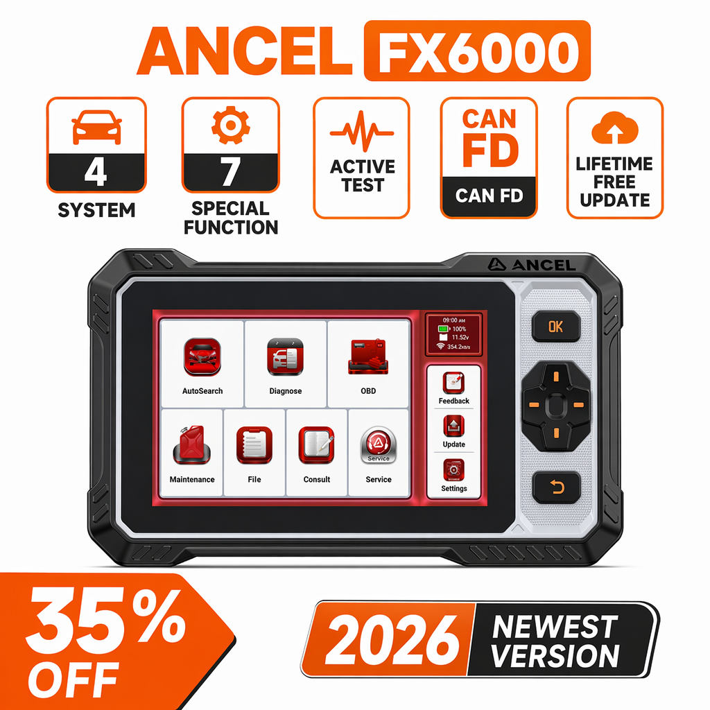 2026 新しいアップグレード ANCEL FX6000 自動車 OBD2 スキャナツール ABS EPB BMS ETS ECU コーディング 4 システム双方向診断ツール