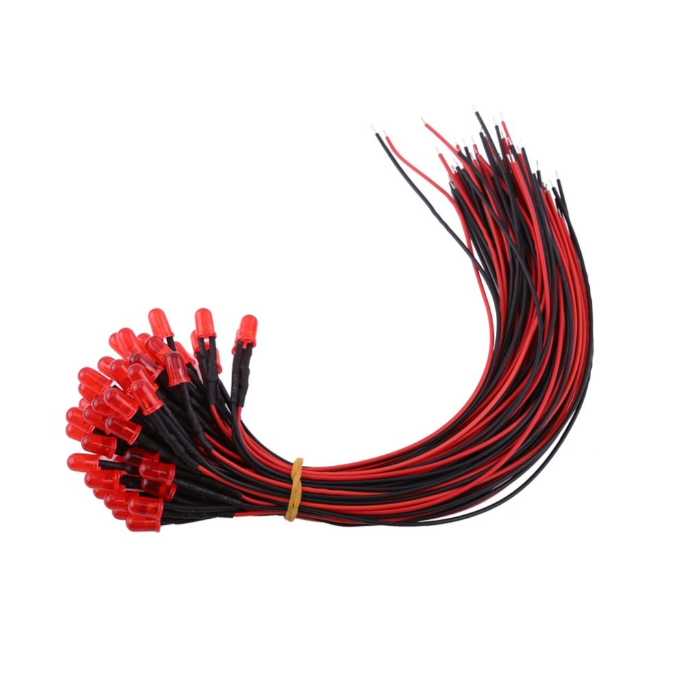 50 個 5 ミリメートル配線済み LED ダイオード DC12V 赤青オレンジゆっくり点滅 DC12V LED ライト拡散 LED ランプ電子プロジェクト