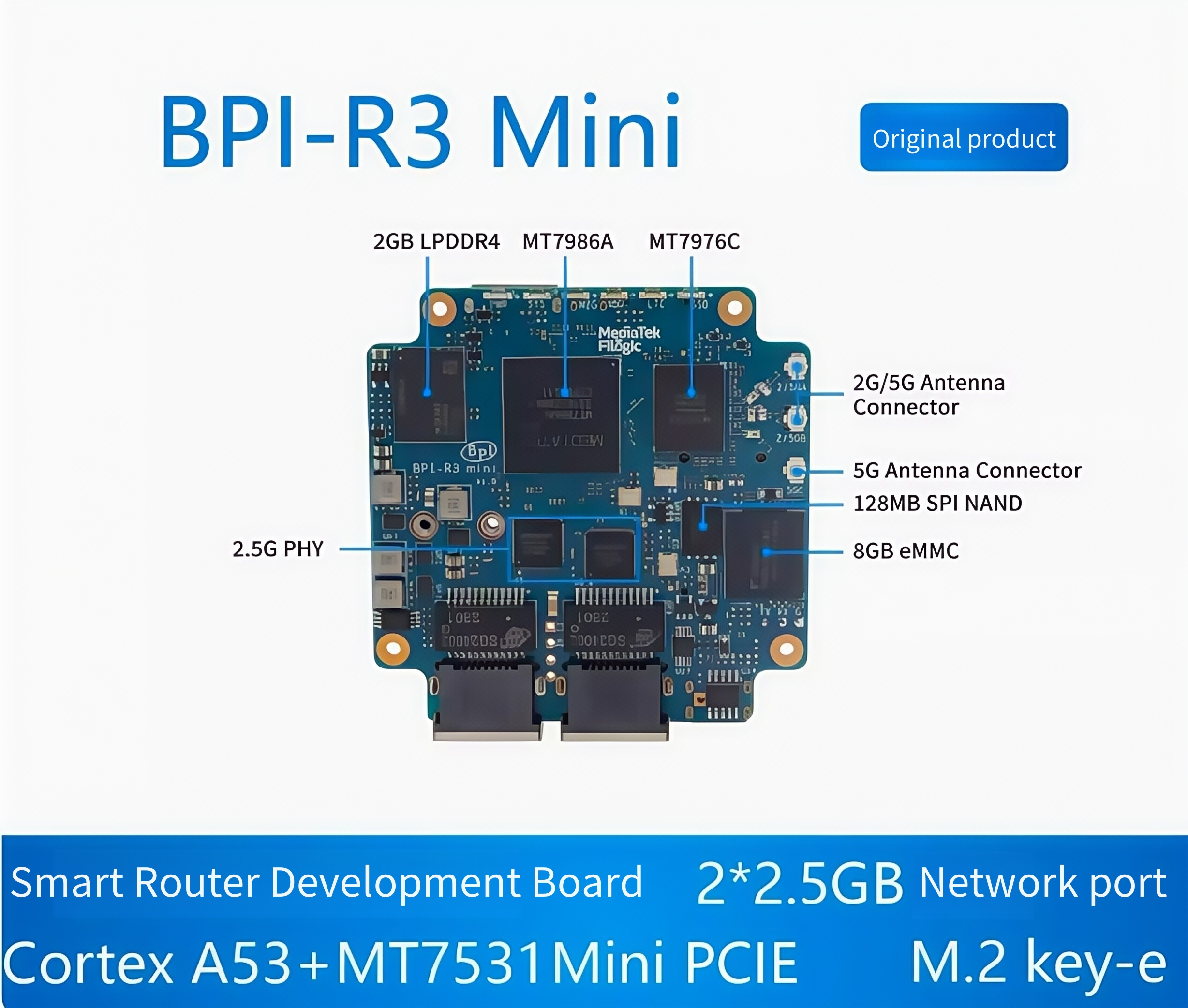 Banana Pi BPI-R3 Mini 高性能オープンソースルーター開発ボード、WiFi6 をサポート