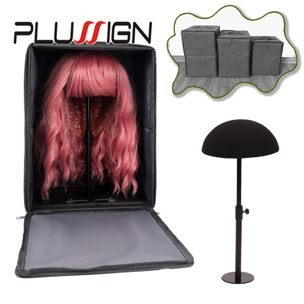 防塵かつらディスプレイボックスサロンハンドキャリーバッグ用かつらかつら M サイズロングヘアショートヘアプラスサインウィッグバッグ