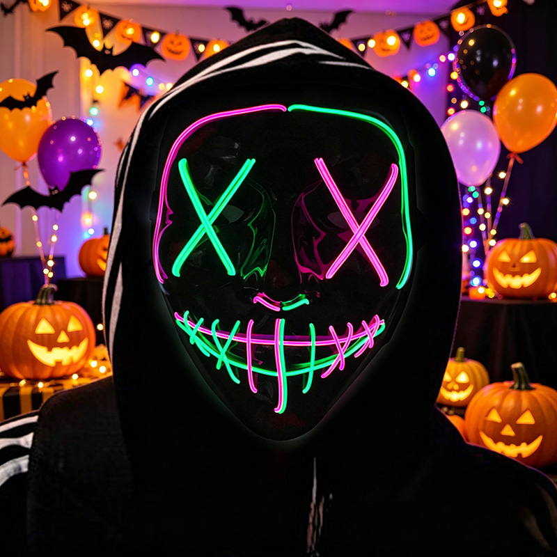 ワイヤレス LED パージマスクハロウィンホラーパーティーカーニバルコスプレ衣装小道具ハロウィンパージマスク 10 色 LED マスク男性女性