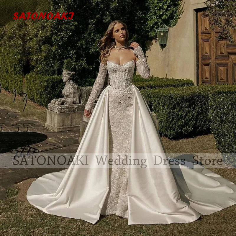Customized Ivory Satin Bridal Detachable Long Train Wedding Removable Overskirt for Dresses Formal Party Prom Bridal Skirts
