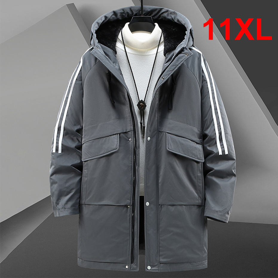 冬パーカー男性厚く暖かいジャケットコートプラスサイズ 11XL ファッションカジュアル暖かいフリースカーゴジャケット男性厚い防風上着