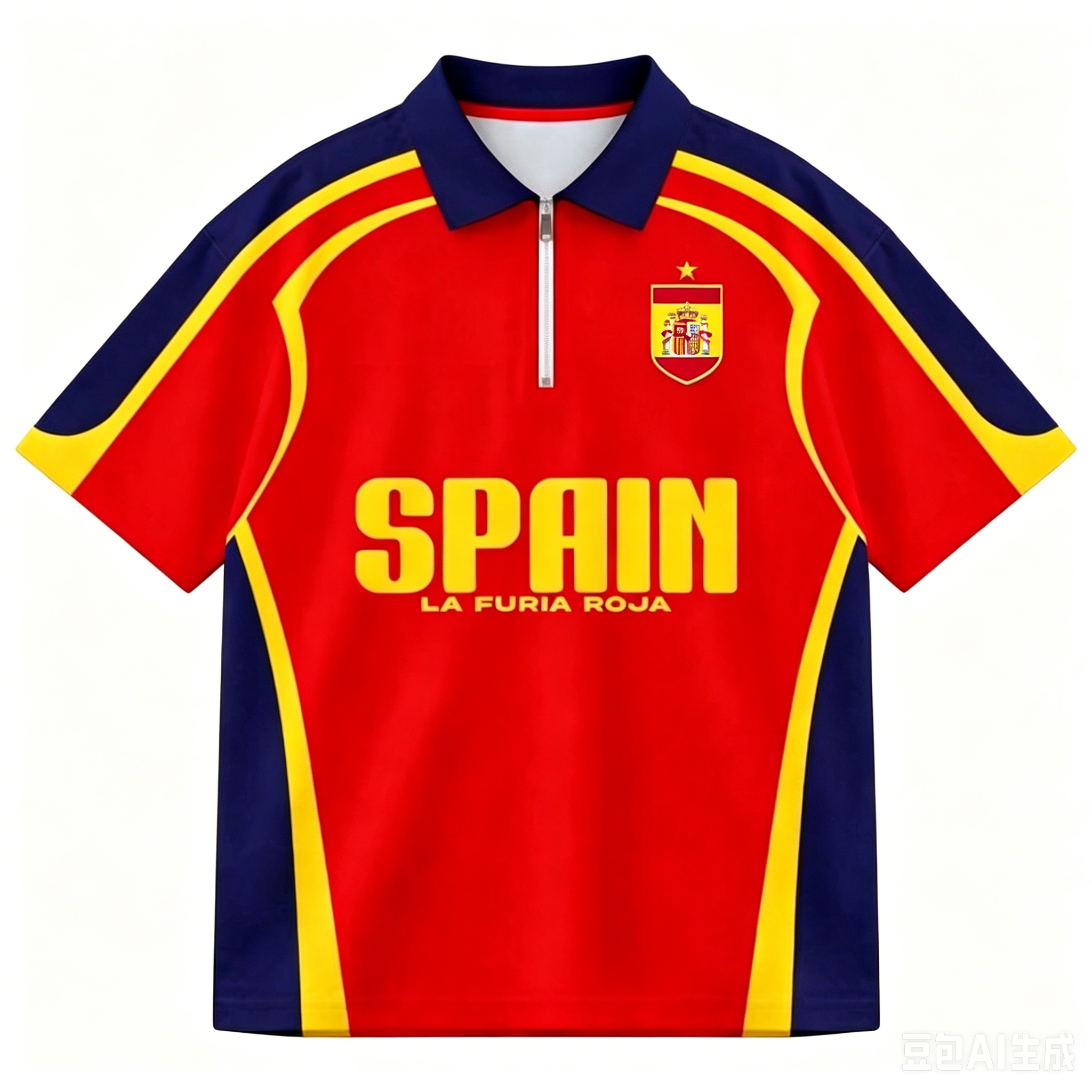 2026 スペイン ファン ユニフォーム サッカー プリント通気性ジッパー ポロシャツ サッカー T シャツはファンの必需品です