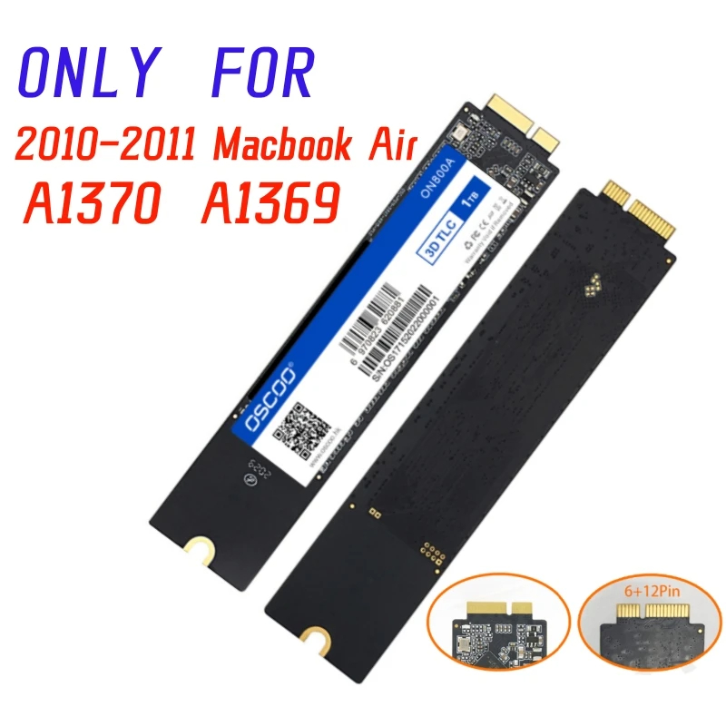 SATA3 SSD MacBook Air 2010 2011 A1369 A1370 ハードドライブ 256GB 512GB 1TB 容量アップグレード SSD