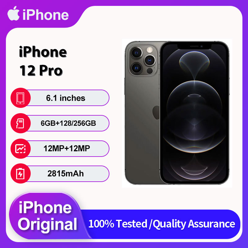 オリジナル Apple iPhone 12 Pro 5G Face ID ロック解除済み中古 IOS 14.1 6.1" 128/256GB ROM 2815mAh 携帯電話 12MP スマートフォン